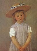 Mary Cassatt The gril wearing the strawhat painting